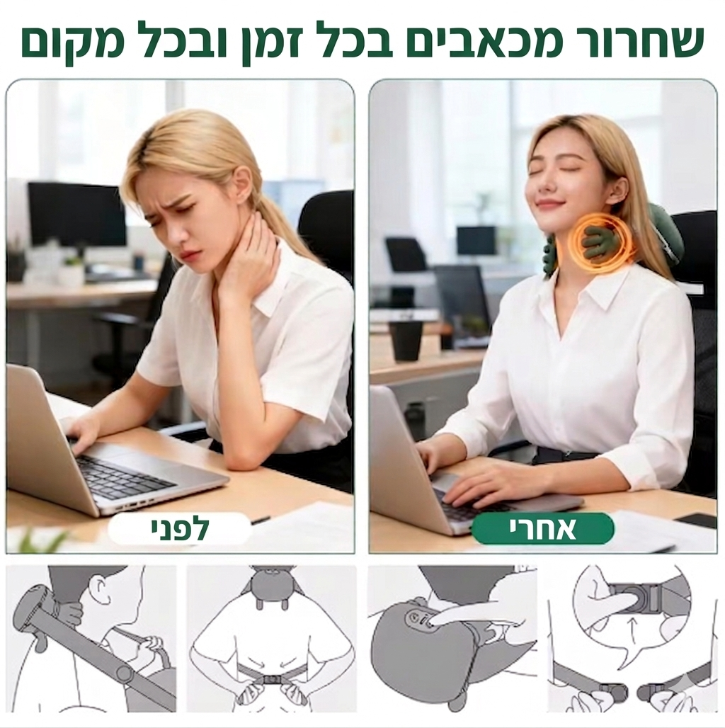 Novirix™ – מכשיר עיסוי חכם לצוואר.טיפול בכאב מהשימוש הראשון